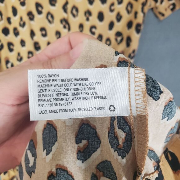 A NEW DAY Womens Dress SZ S Animal Leopard‎ Cat Belted Button Up Short Sleeves - Picture 11 of 13